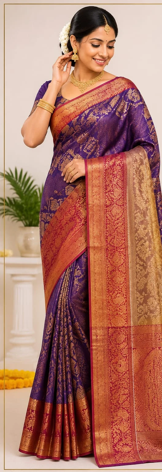 Kanchipuram Silk Saree with three beautiful colours - Townway product image 1