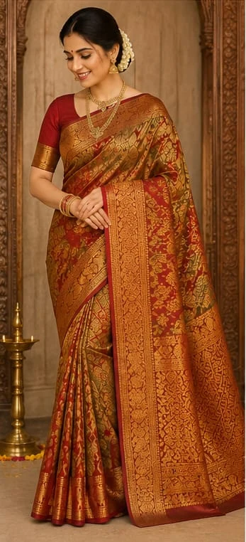 Royal Double Colour Kanchipuram Silk Saree - Townway product image 1