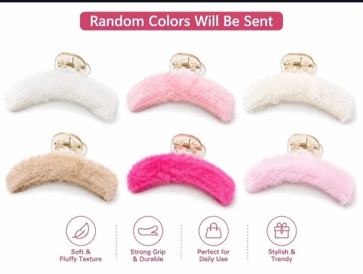 6 Pcs Hair Claw Clip Set for Women Girls Floral & Fur Style Combo - Townway product image 2