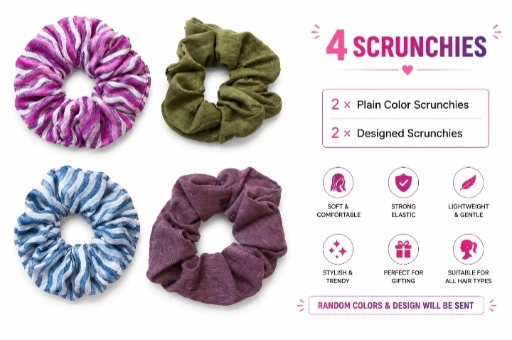 Satin Scrunchies Pack of 4 Soft Hair Bands - Townway product image 1