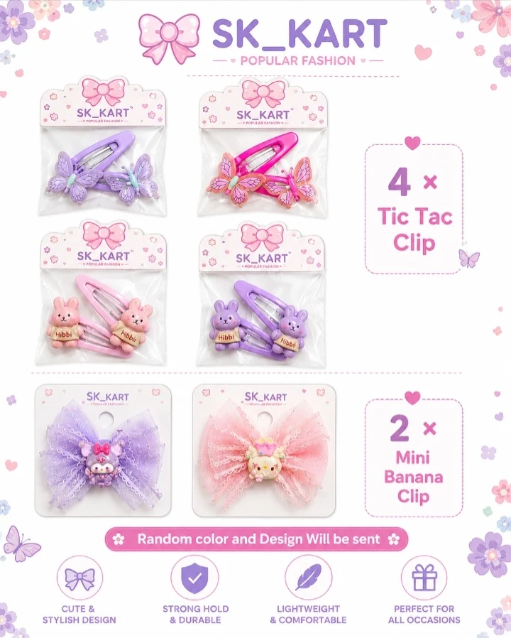 Kids Cute Tic Tac Hair Clips Set of 6 - Townway product image 1