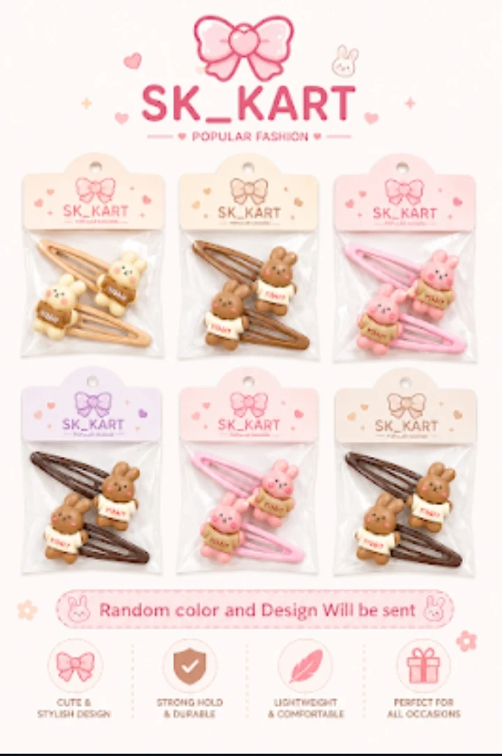 Kids Cute Tic Tac Hair Clips Set of 6 - Townway product image 2
