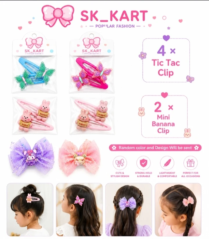 Kids Cute Tic Tac Hair Clips Set of 6 - Townway product image 5