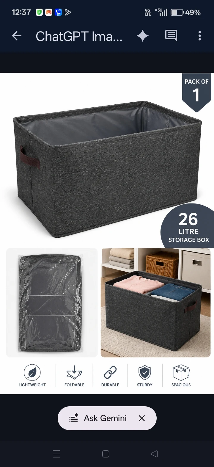 Foldable Storage Box with Handles - Townway product image 4