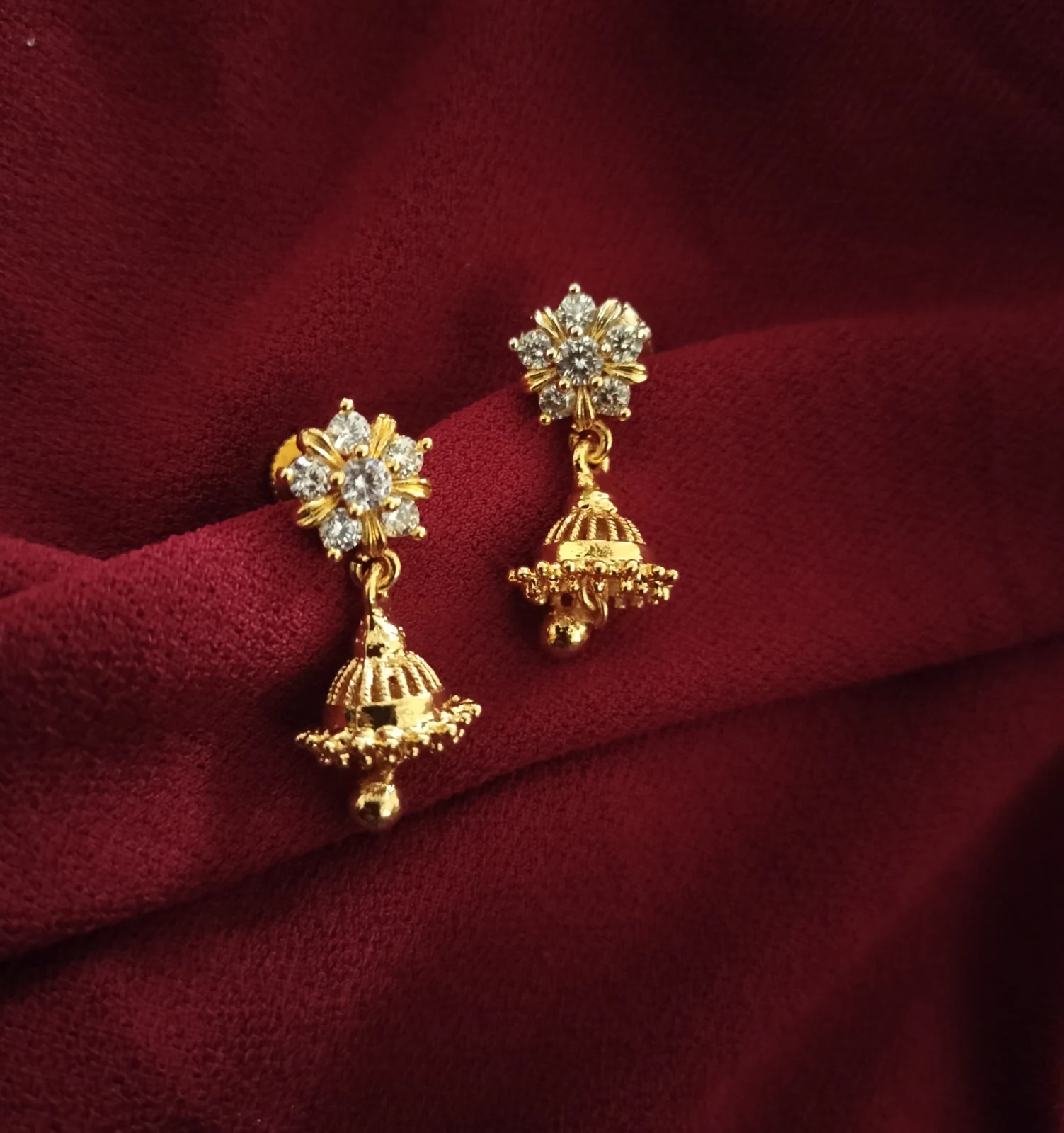 Fancy White Stoned Small Jhumka - Townway product image 1