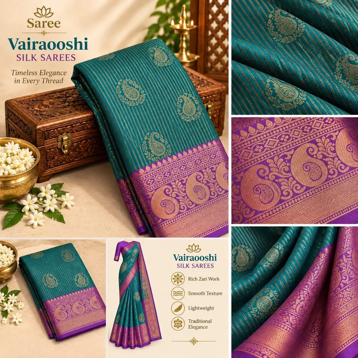 Kanchipuram Vairaooshi Silk saree - Townway product image 1