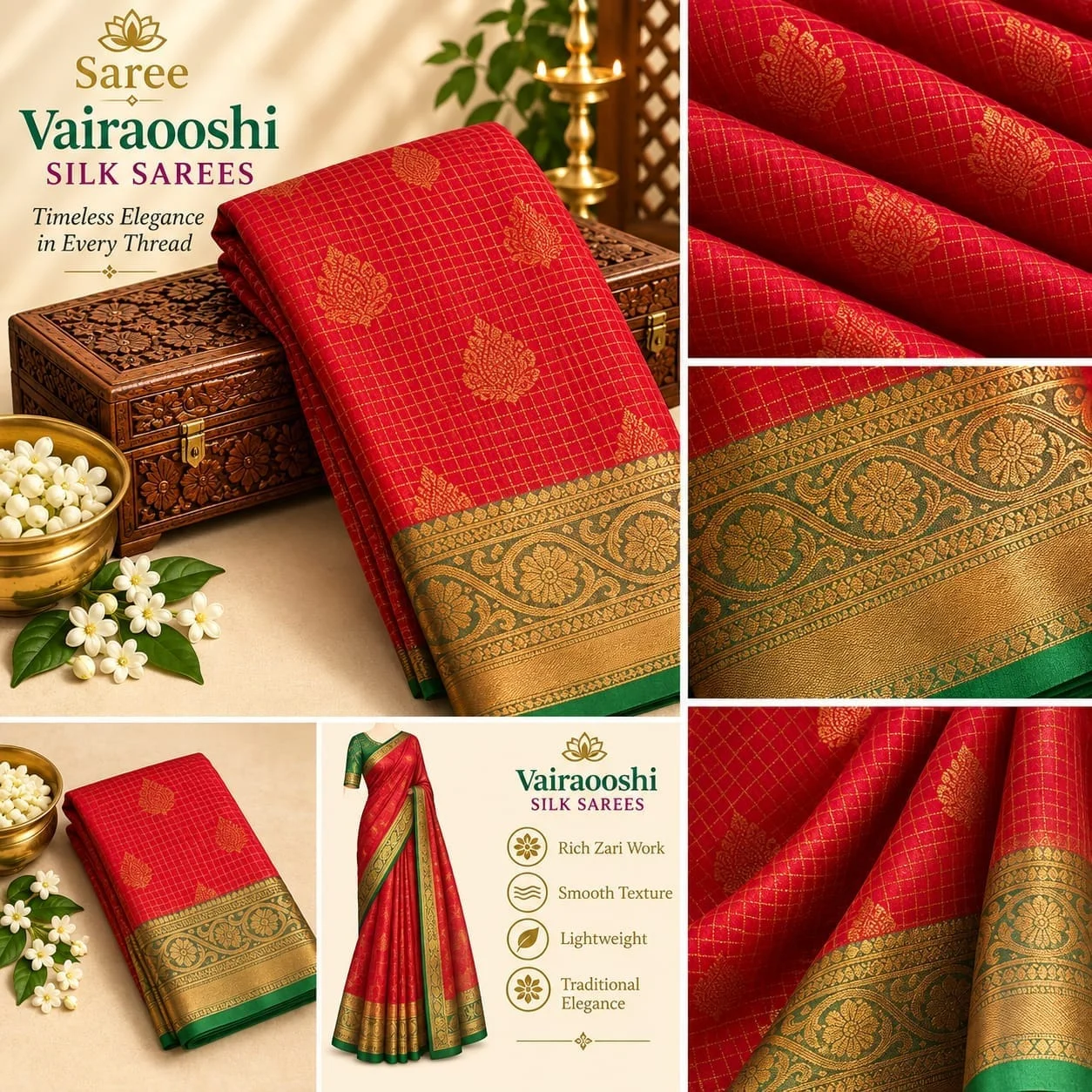 Kanchipuram Vairaooshi Silk saree - Townway product image 1