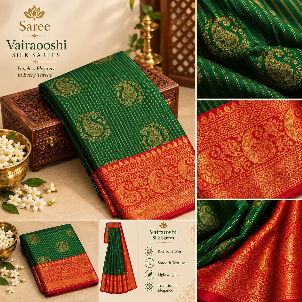 Kanchipuram Vairaooshi Silk saree - Townway product image 1