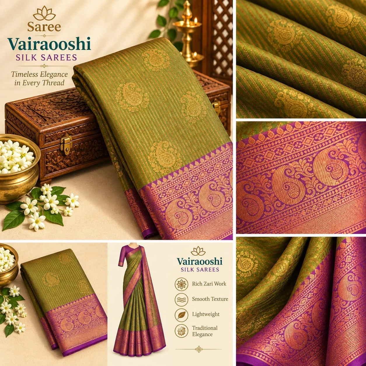 Kanchipuram Vairaooshi Silk saree - Townway product image 1
