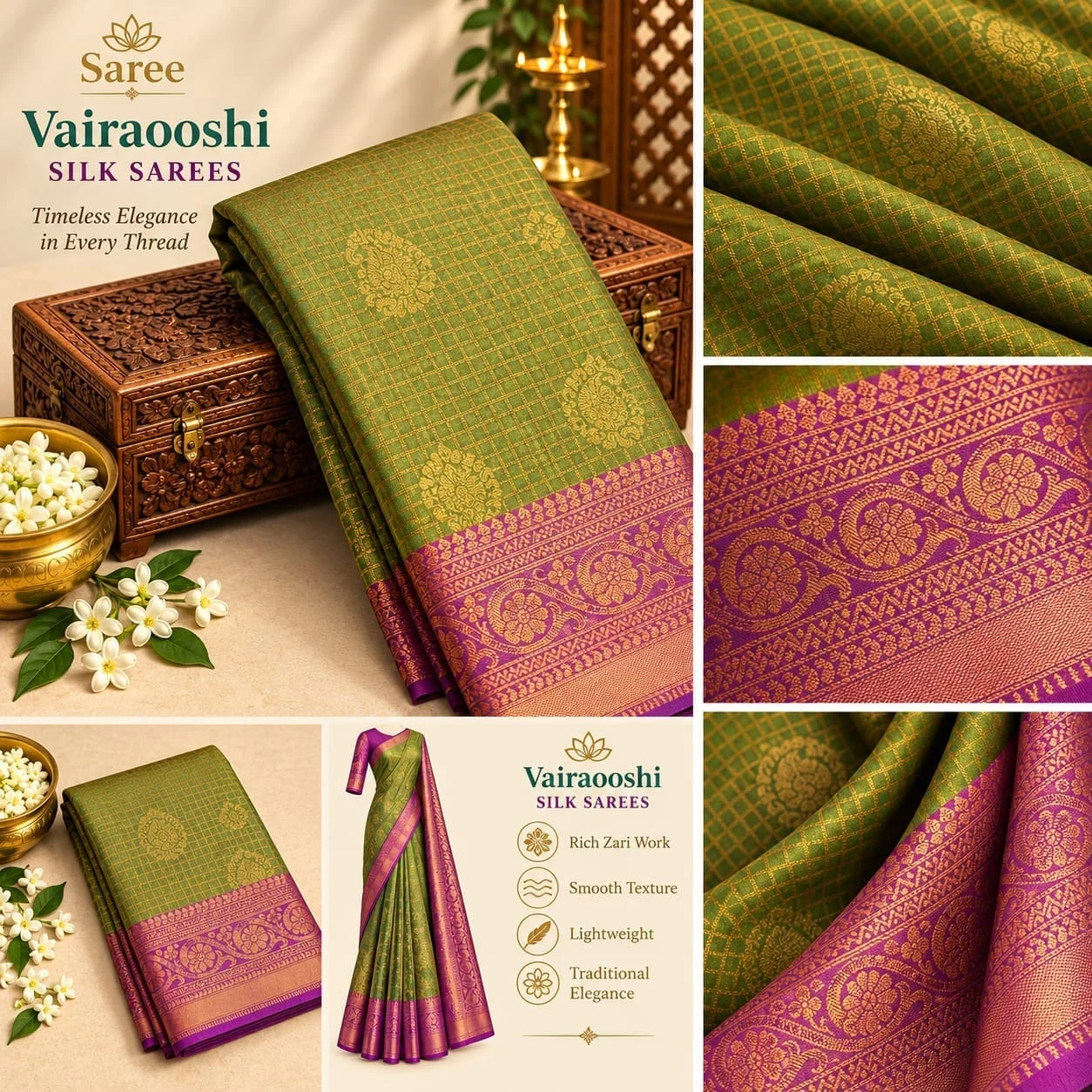 Kanchipuram Vairaooshi Silk saree - Townway product image 1