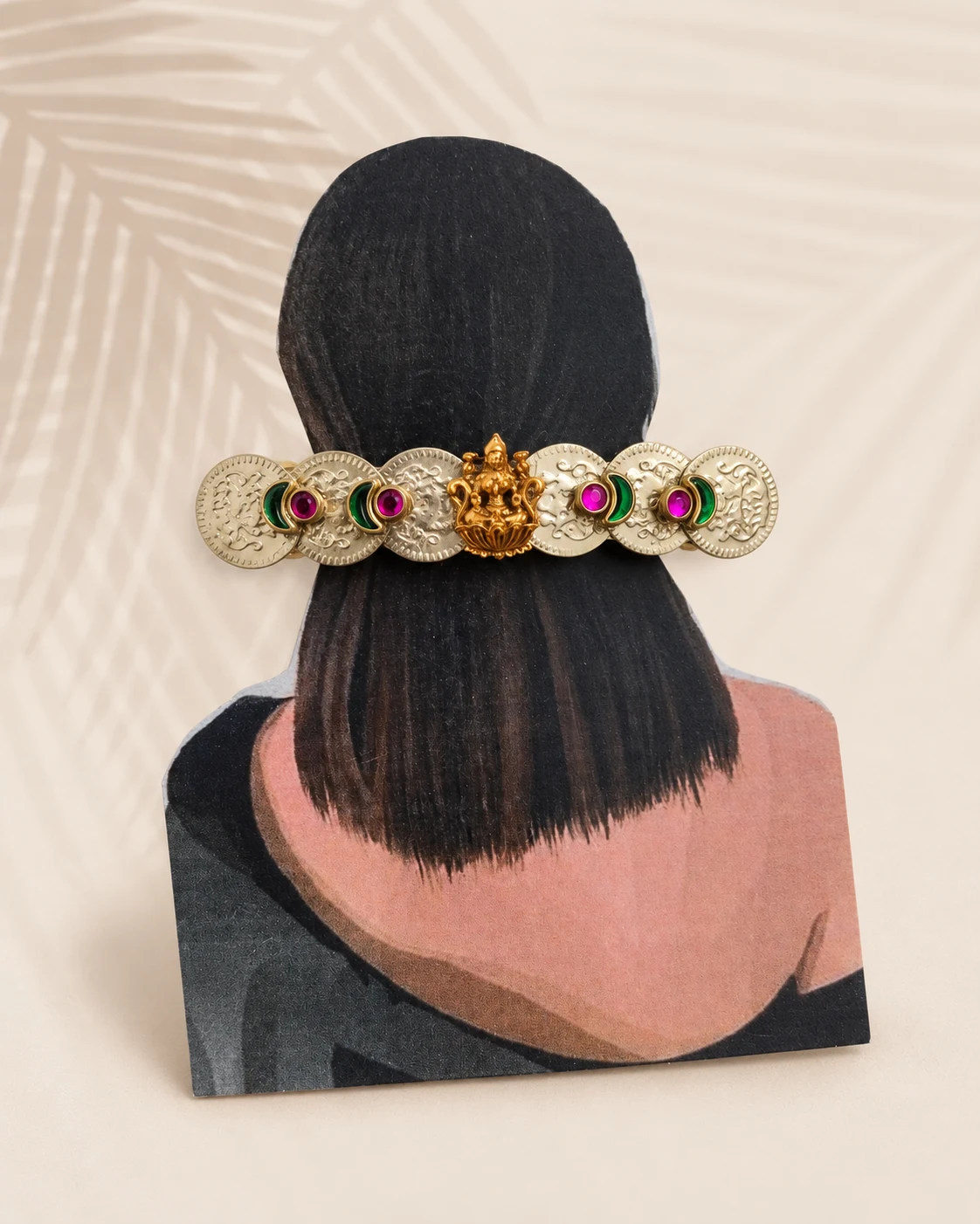 Antique Gold-Plated Lakshmi Coin Temple Jewelry Hair Clip / Barrette - Townway product image 1