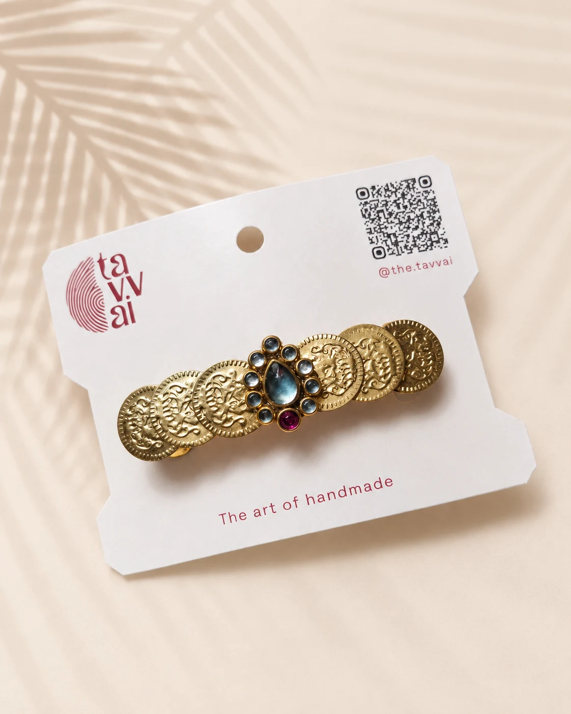 Tavvai Handmade Antique Gold Coin & Stone Hair Clip - Townway product image 1