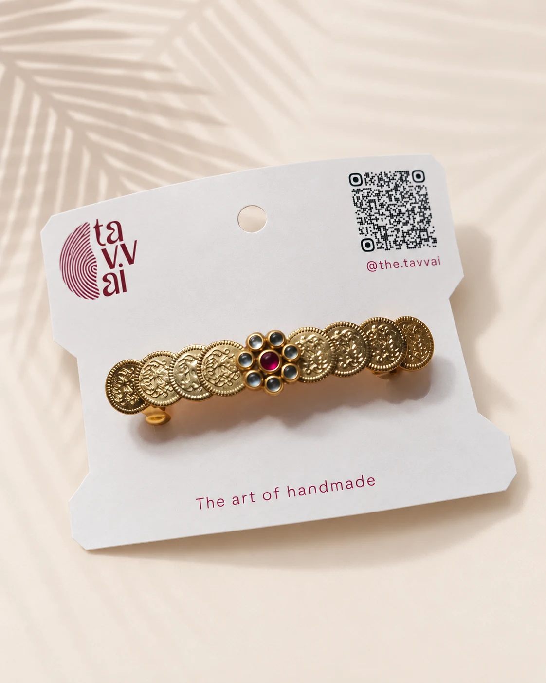 Tavvai Handmade Antique Gold Coin & Stone Hair Clip - Townway product image 1