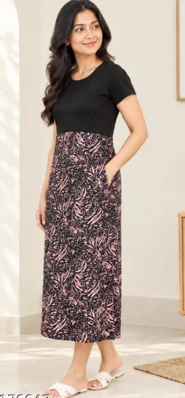 Women Cotton Printed Zipless Feeding Maternity Nighty - Townway product image 1