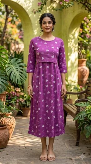 Women Cotton Printed Zipless Maternity Nighty - Townway product image 1