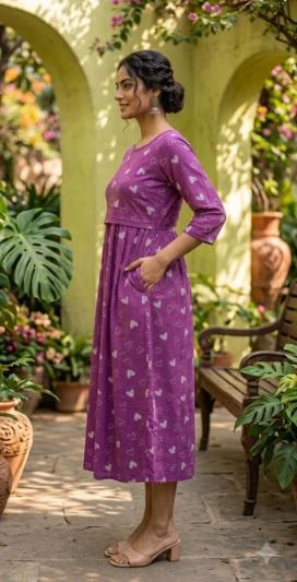 Women Cotton Printed Zipless Maternity Nighty - Townway product image 3