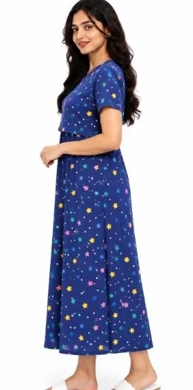 Women Cotton Printed Zipless Feeding Nighty - Townway product image 3