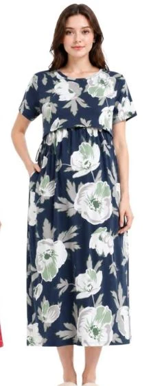 Women Cotton Printed Zipless Feeding Nighty - Townway product image 1