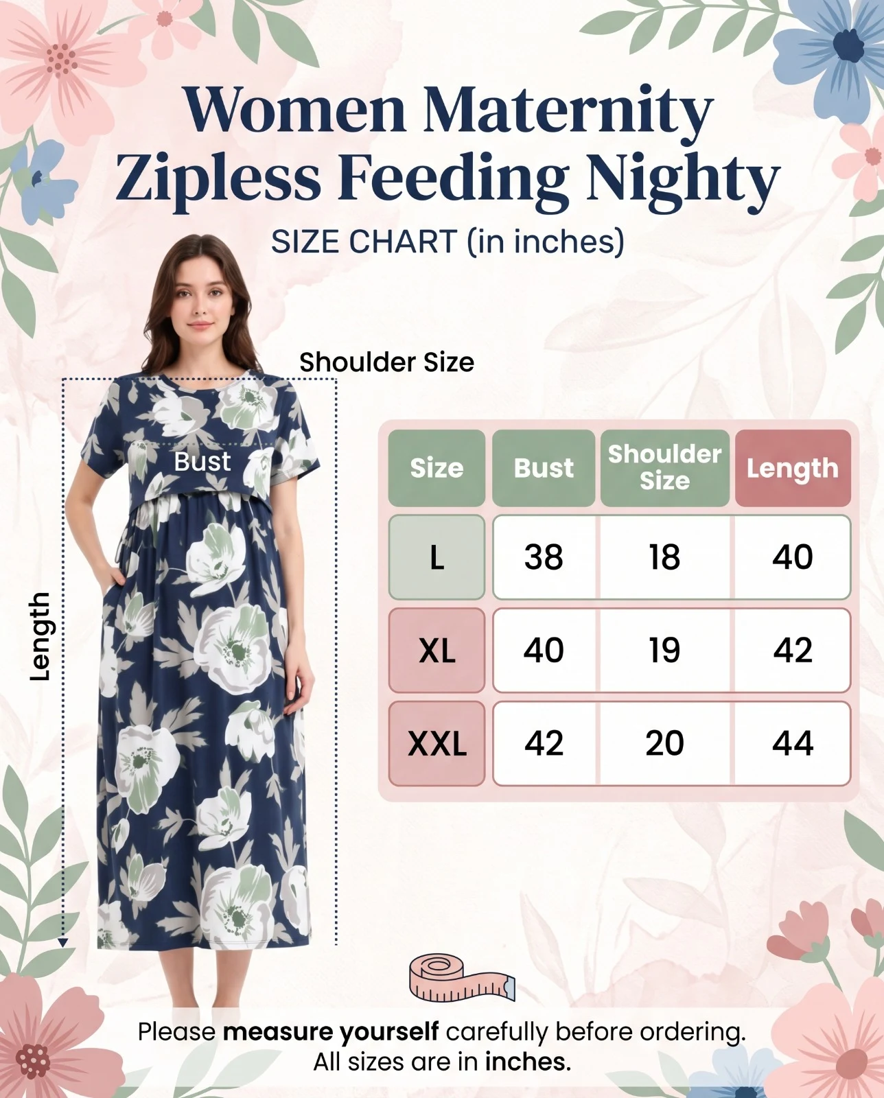 Women Cotton Printed Zipless Feeding Nighty - Townway product image 2