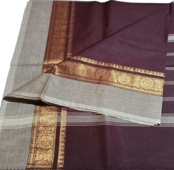 Chettinad Cotton Saree with Small Zari Border - Townway product image 3