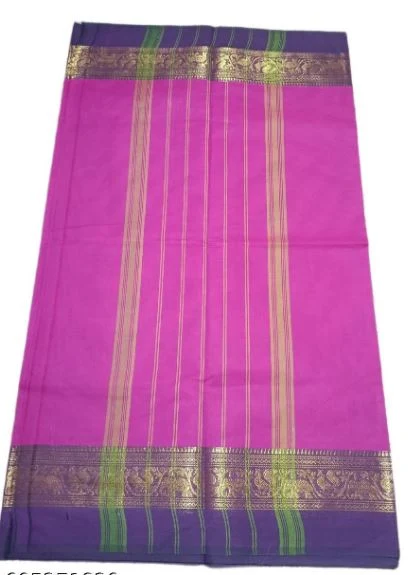 Chettinad Cotton Saree with Small Zari Border - Townway product image 3