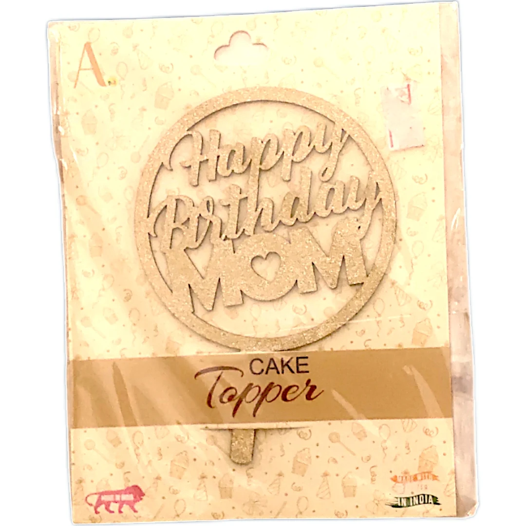 Happy Birthday MOM & DAD Cake Topper - Gold Glitter Round - Townway product image 1
