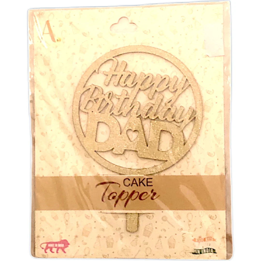 Happy Birthday MOM & DAD Cake Topper - Gold Glitter Round - Townway product image 2