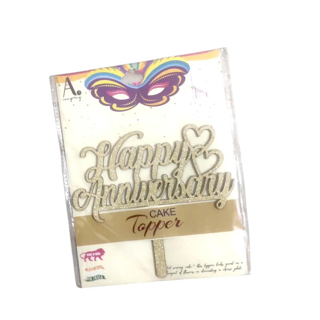 Happy Anniversary Cake Topper - Gold Glitter - Townway product image 2