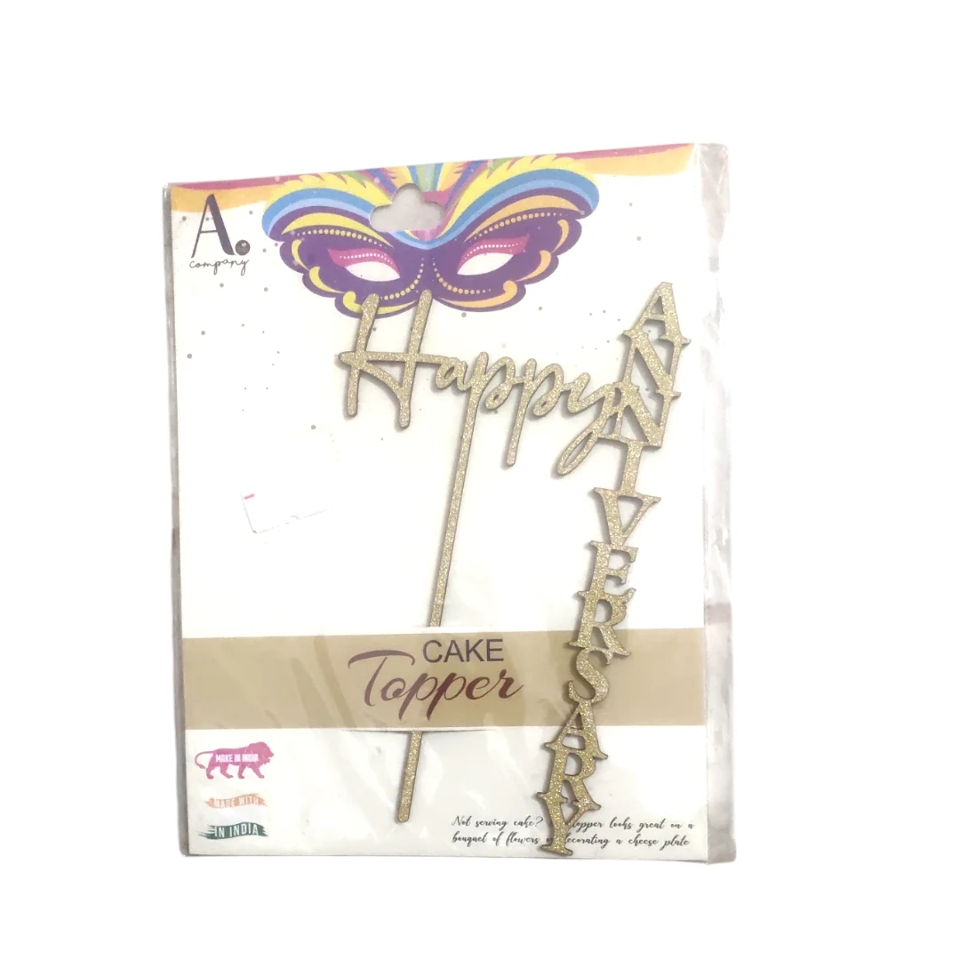 Happy Anniversary Cake Topper - Gold Glitter - Townway product image 3