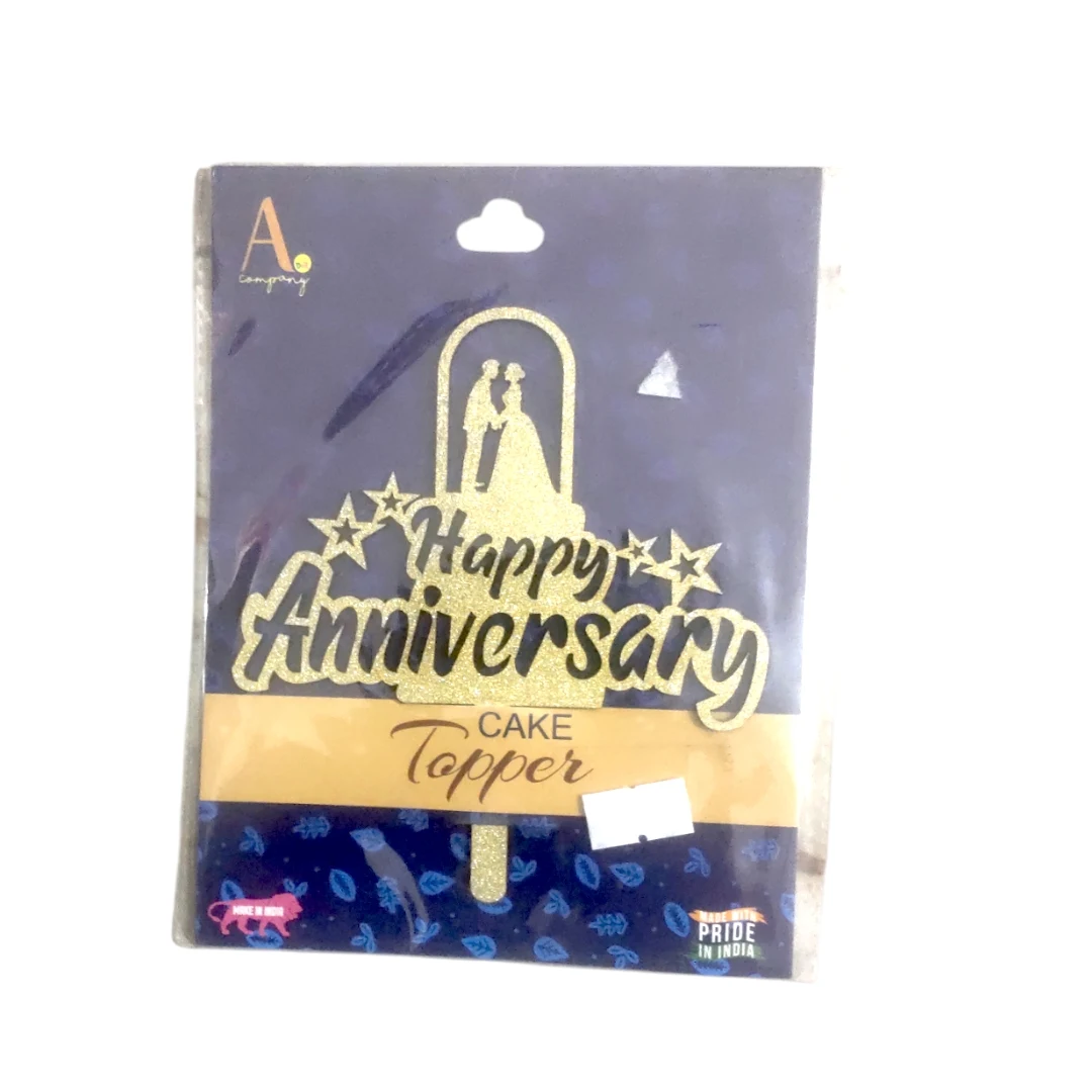 Happy Anniversary Cake Topper - Gold Glitter - Townway product image 4