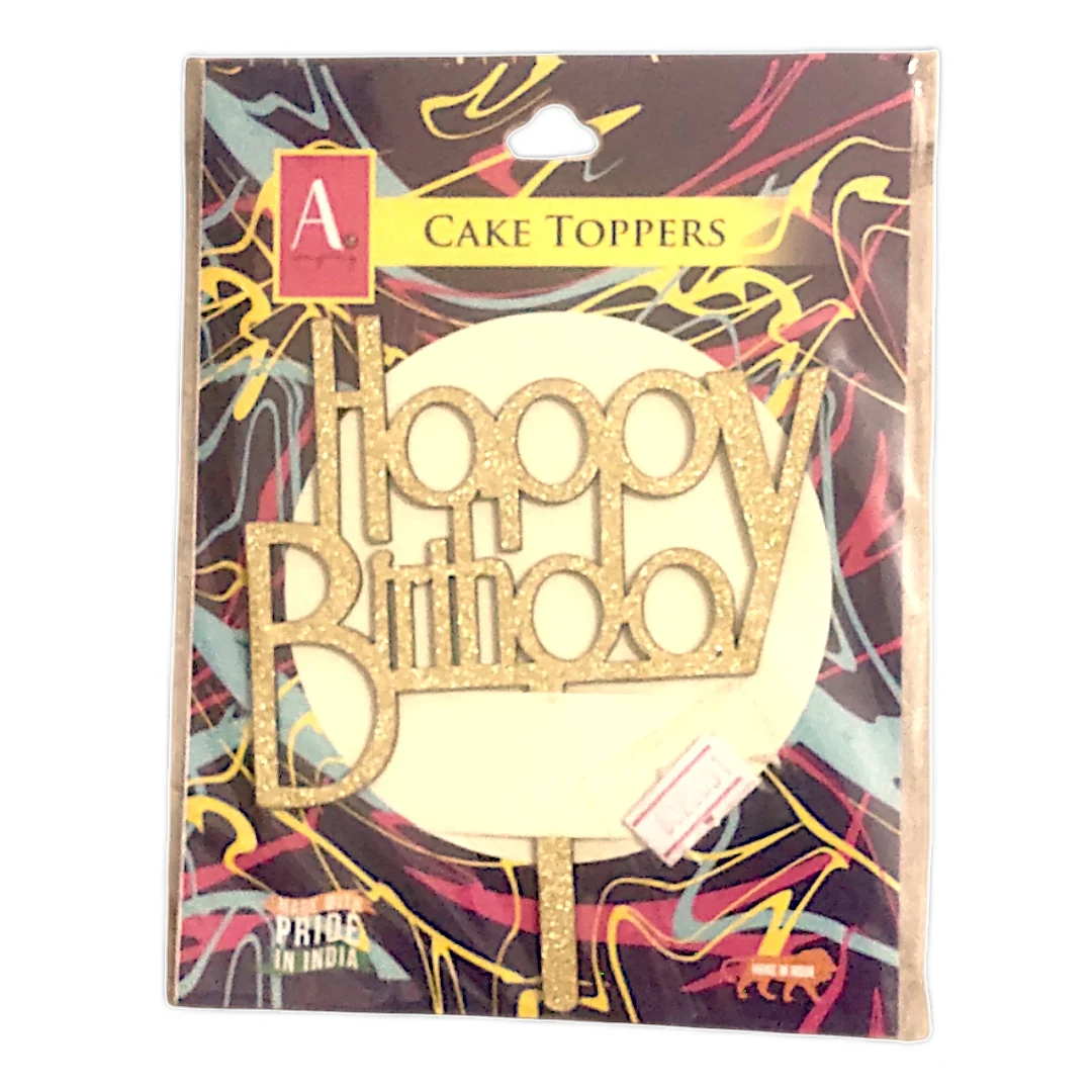 Happy Birthday Cake Topper - Gold Glitter - Townway product image 5
