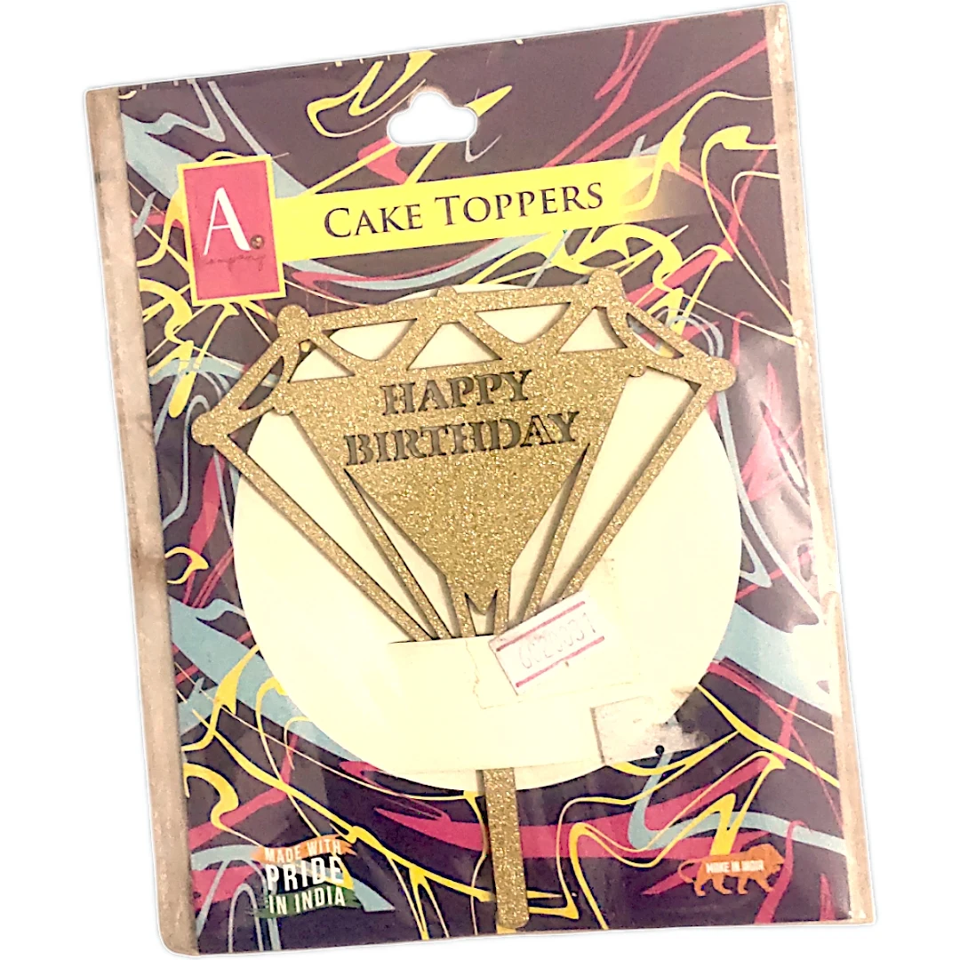 Happy Birthday Cake Topper - Gold Glitter - Townway product image 7
