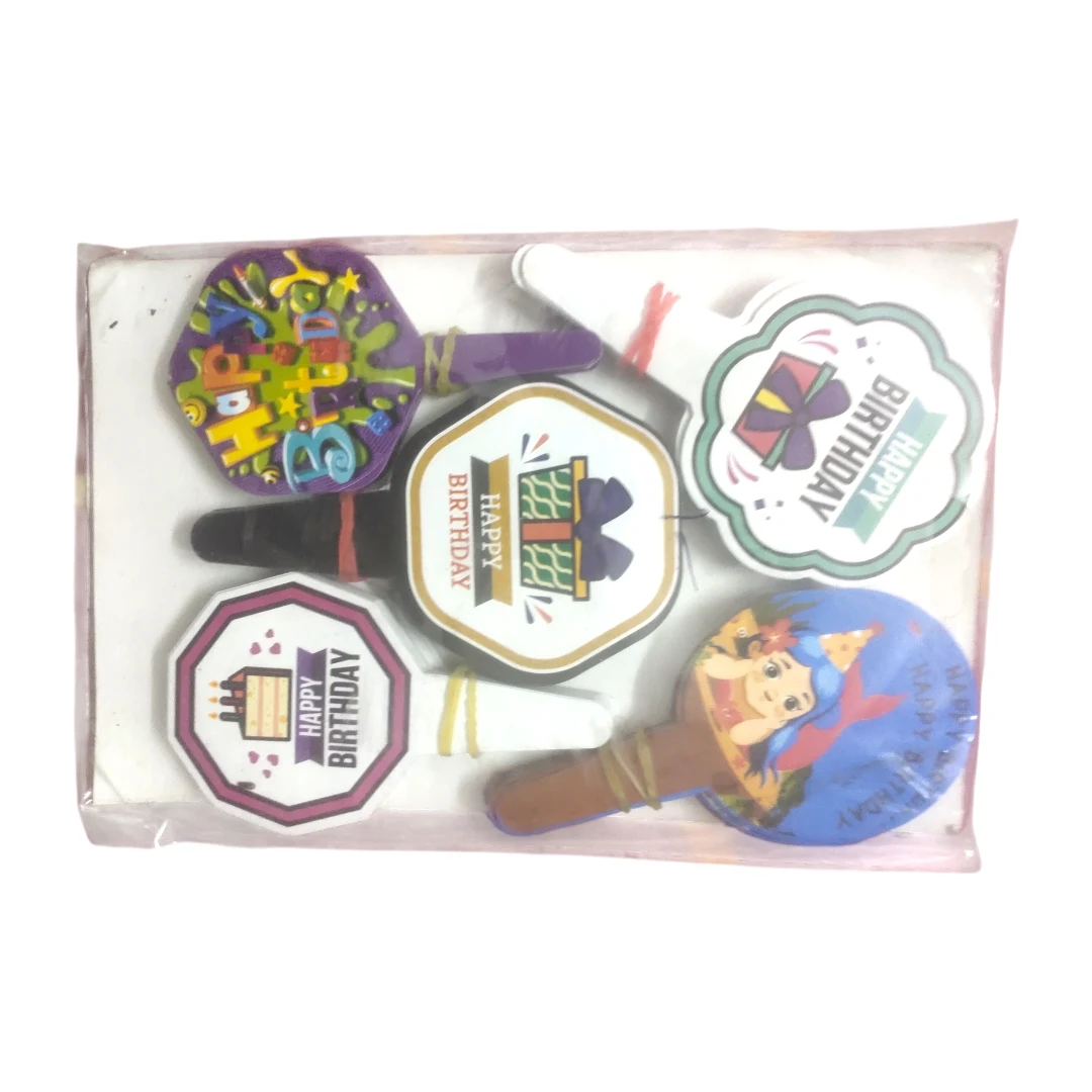 Happy Birthday Cake Topper - Colourful Paper Topper Set - 5 Design 100 pcs - Townway product image 2