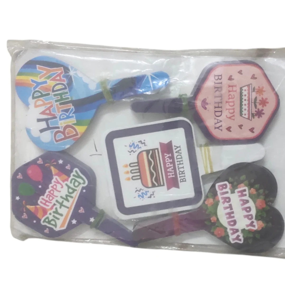 Happy Birthday Cake Topper - Colourful Paper Topper Set - 5 Design 100 pcs - Townway product image 3