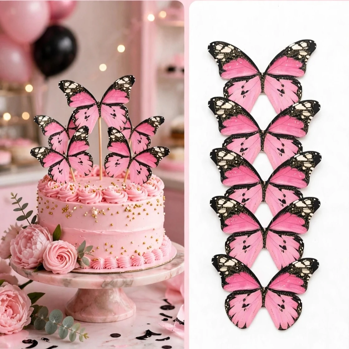 T10 - Butterfly Cake Toppers - Premium Glitter (Pack) - Townway product image 1
