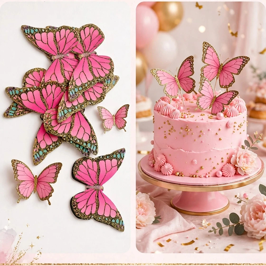 T10 - Butterfly Cake Toppers - Premium Glitter (Pack) - Townway product image 3