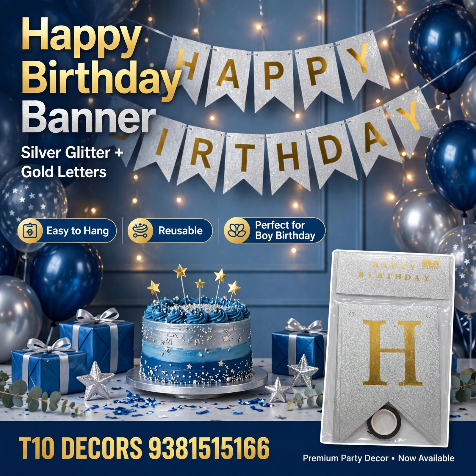 T10 - HAPPY BIRTHDAY Glitter Banner - Townway product image 3