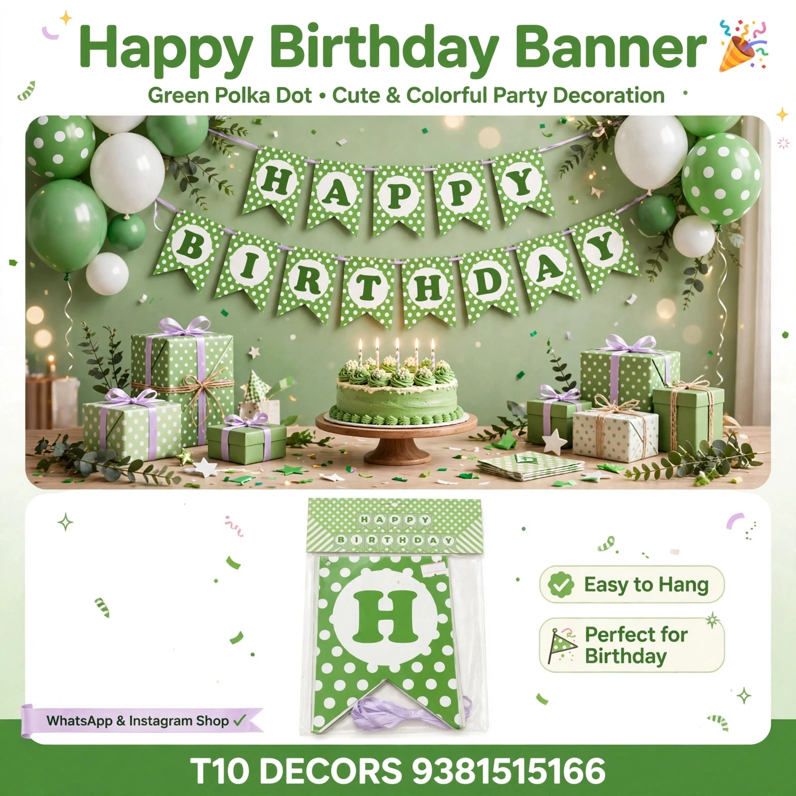 T10 - HAPPY BIRTHDAY Polka Dot Banner - Townway product image 1