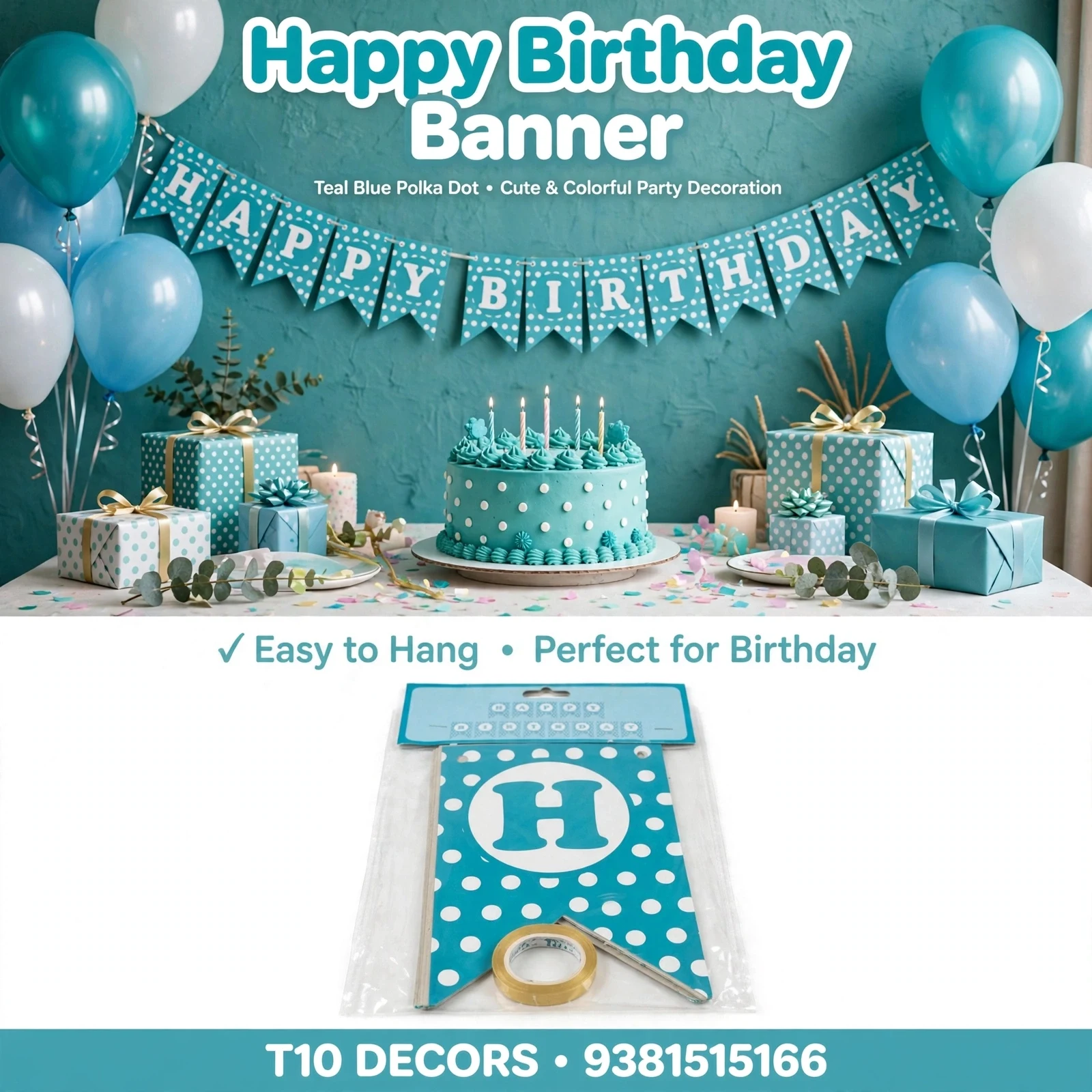 T10 - HAPPY BIRTHDAY Polka Dot Banner - Townway product image 2
