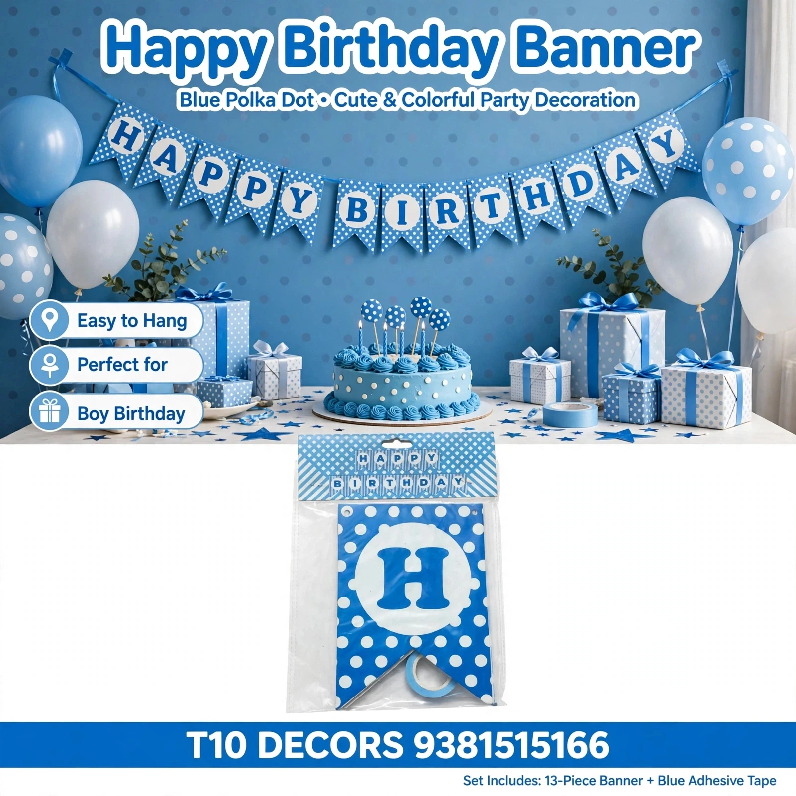 T10 - HAPPY BIRTHDAY Polka Dot Banner - Townway product image 3