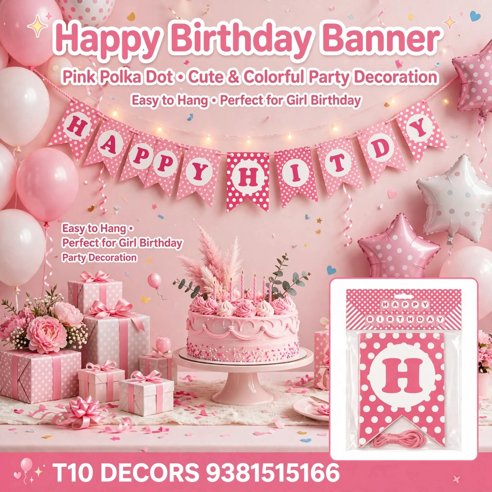 T10 - HAPPY BIRTHDAY Polka Dot Banner - Townway product image 4
