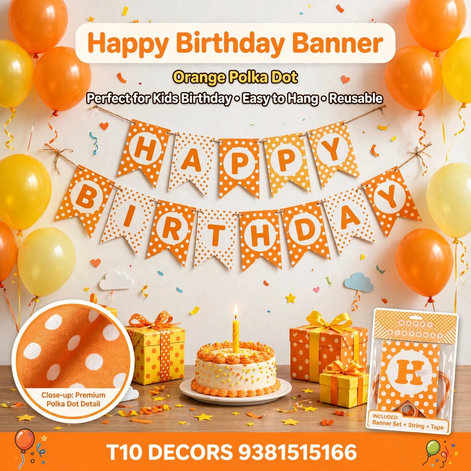 T10 - HAPPY BIRTHDAY Polka Dot Banner - Townway product image 5