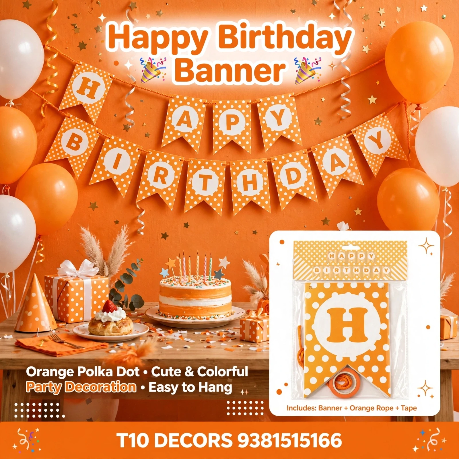 T10 - HAPPY BIRTHDAY Polka Dot Banner - Townway product image 6
