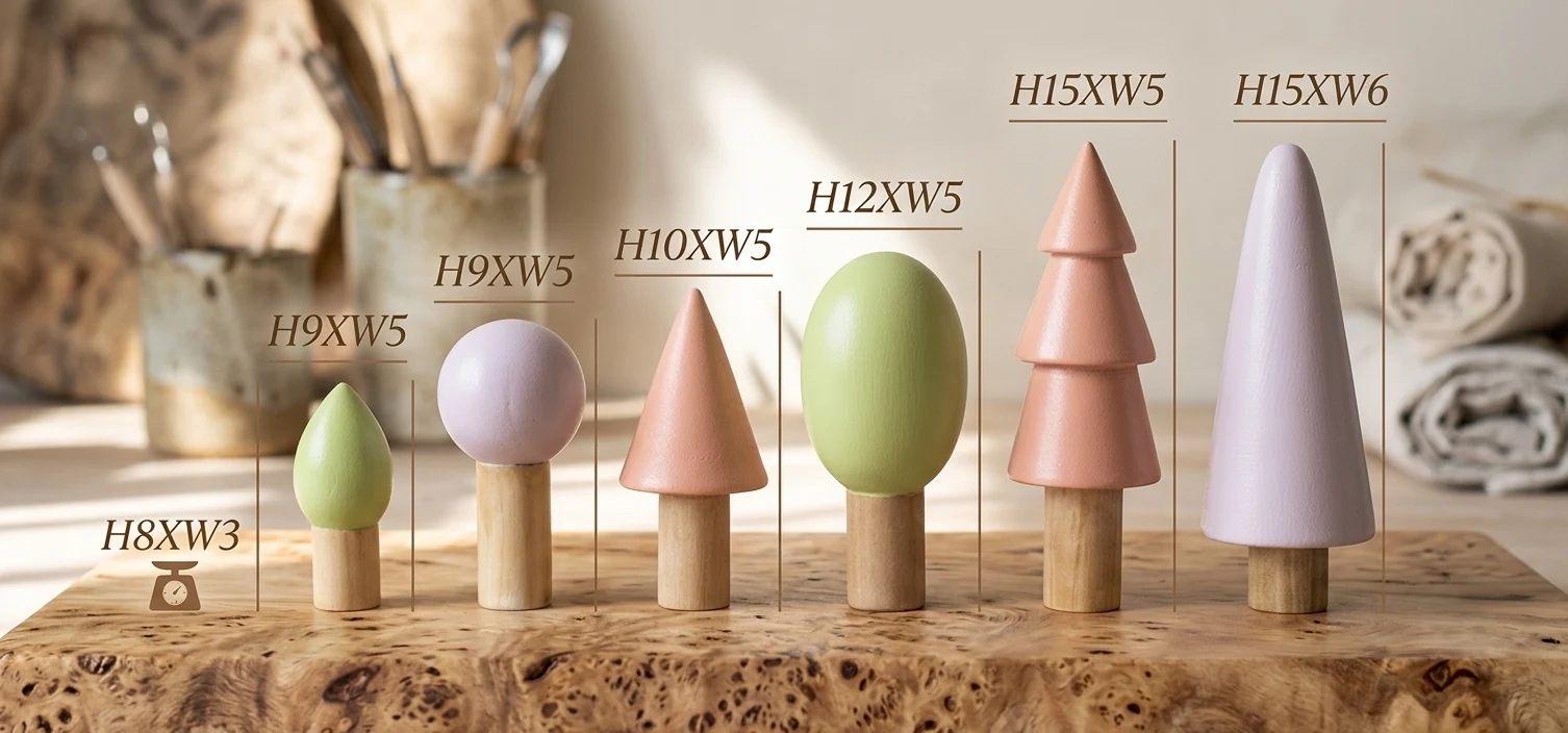 6-Piece Handcrafted Wooden Forest Tree Set | Pastel Wooden Toy Trees & Aesthetic - Townway product image 4
