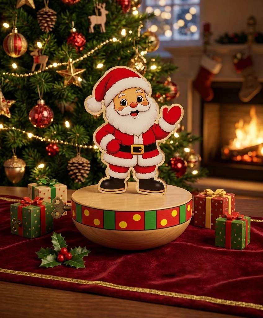 Handcrafted Wooden Santa Wobble Toy & Roly-Poly Desk Showpiece | Printed Sticker - Townway product image 1