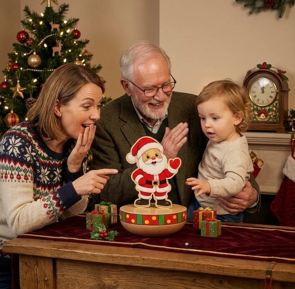 Handcrafted Wooden Santa Wobble Toy & Roly-Poly Desk Showpiece | Printed Sticker - Townway product image 2