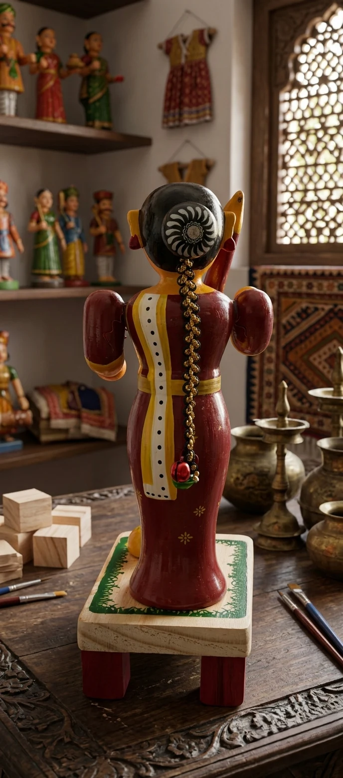 Handcrafted Wooden Traditional Village Woman with Mortar & Pestle Showpiece | In - Townway product image 3