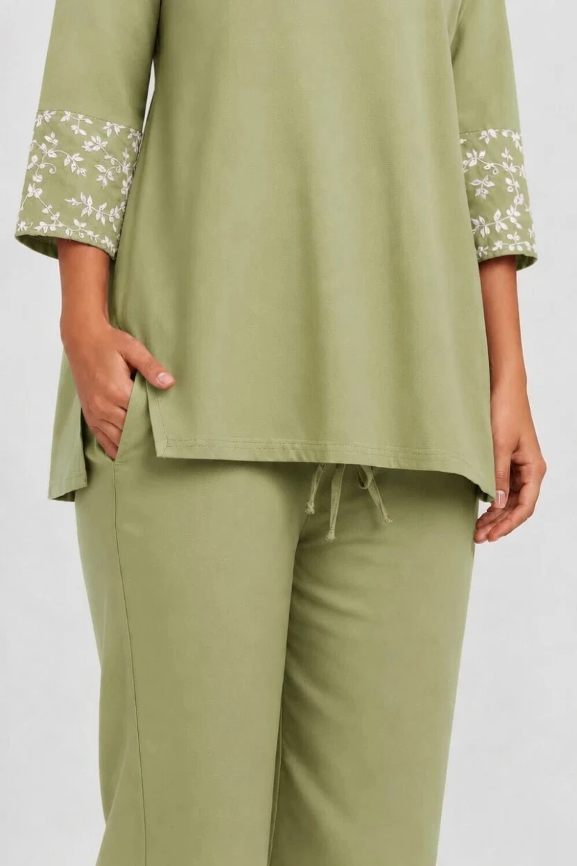 STRAIGHT PANT TEAL GREEN 57 - Townway product image 3