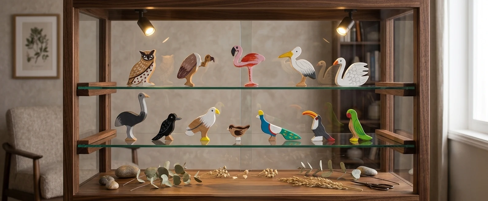 Toynish Handcrafted Wooden Bird Figurines Set (Pack of 12) – Double-Sided Painte - Townway product image 3