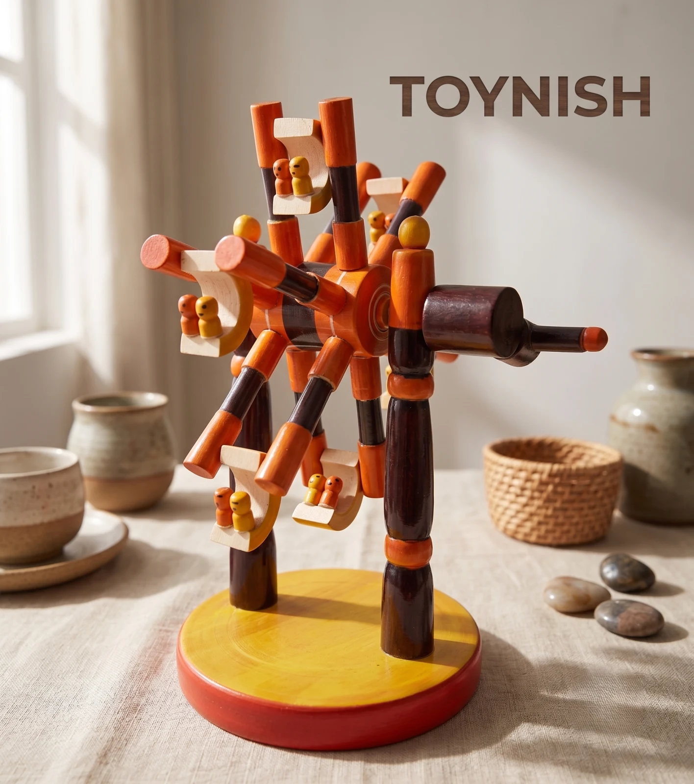 Toynish Handcrafted Wooden Rotary Ferris Wheel Toy – Traditional Channapatna Lac - Townway product image 1